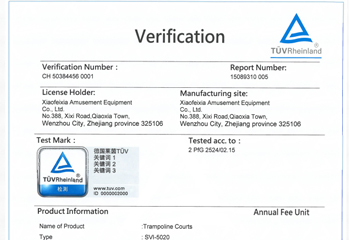 Xiaofeixia Amusement Cooperate with TUV to build the Chinese Trampoline Park Standard